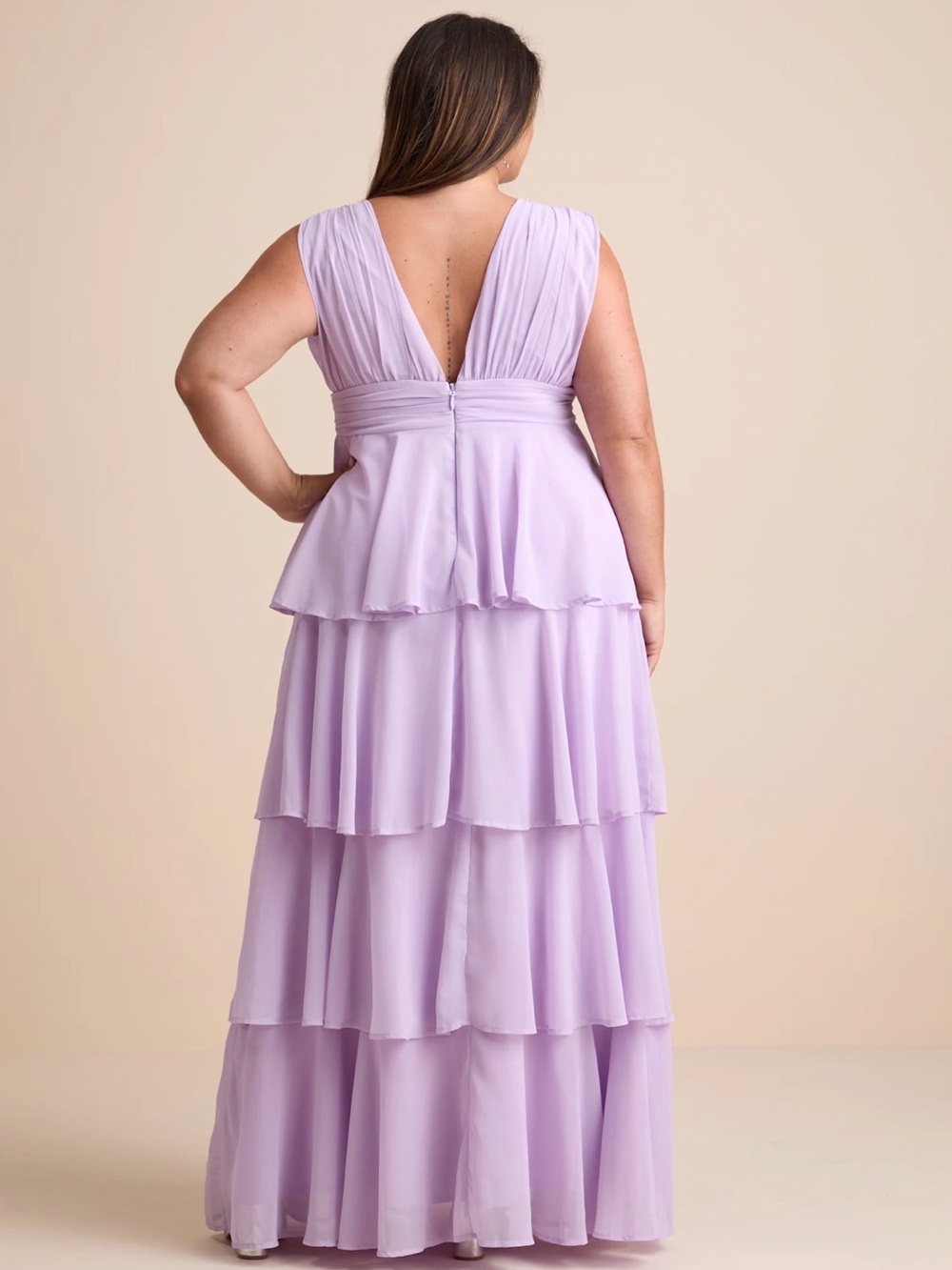 Lulus Lavender Pastel Purple Tiered Maxi Dress 1X NWT Evening Gown Wedding Guest - Picture 3 of 12
